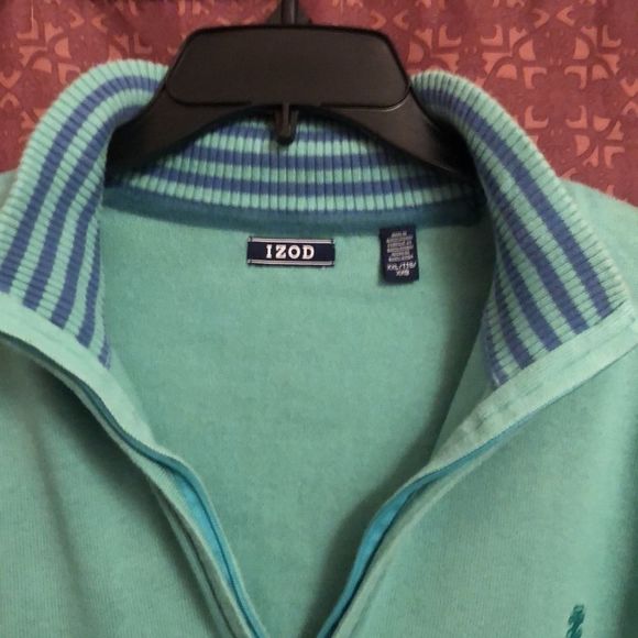 Izod Quarter Zip Sweater Green - Picture 6 of 11